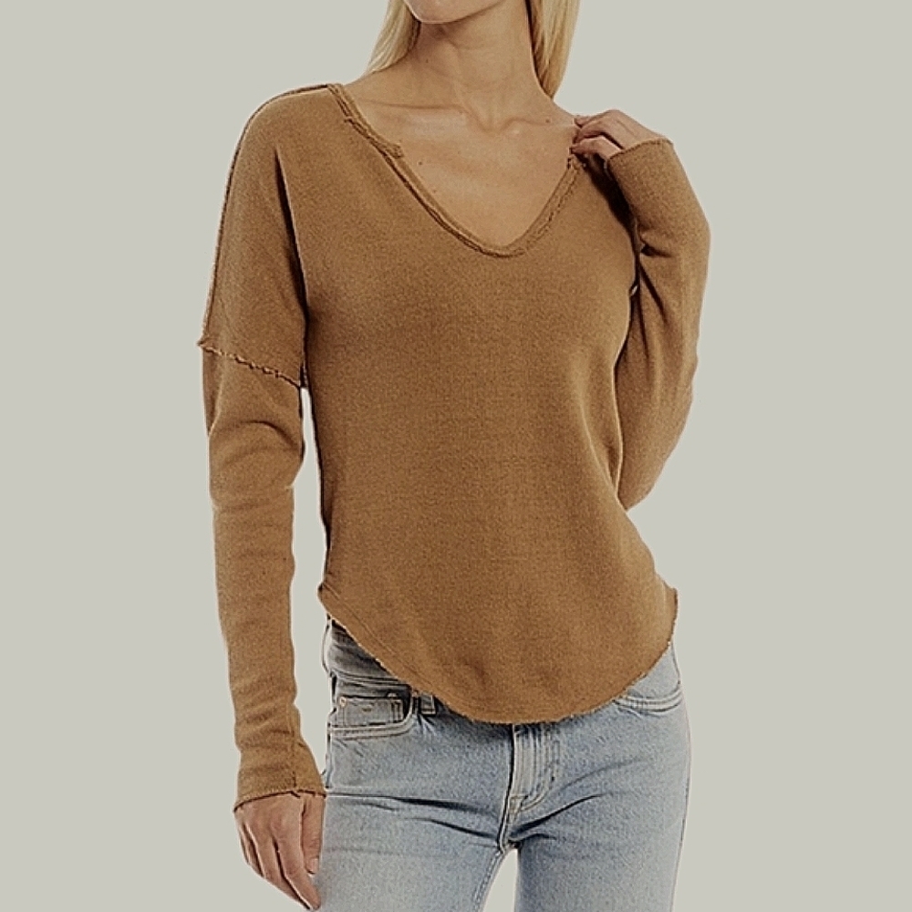 FREE PEOPLE Come and Get It‎ Solid V-Neck Top SIZE XSMALL